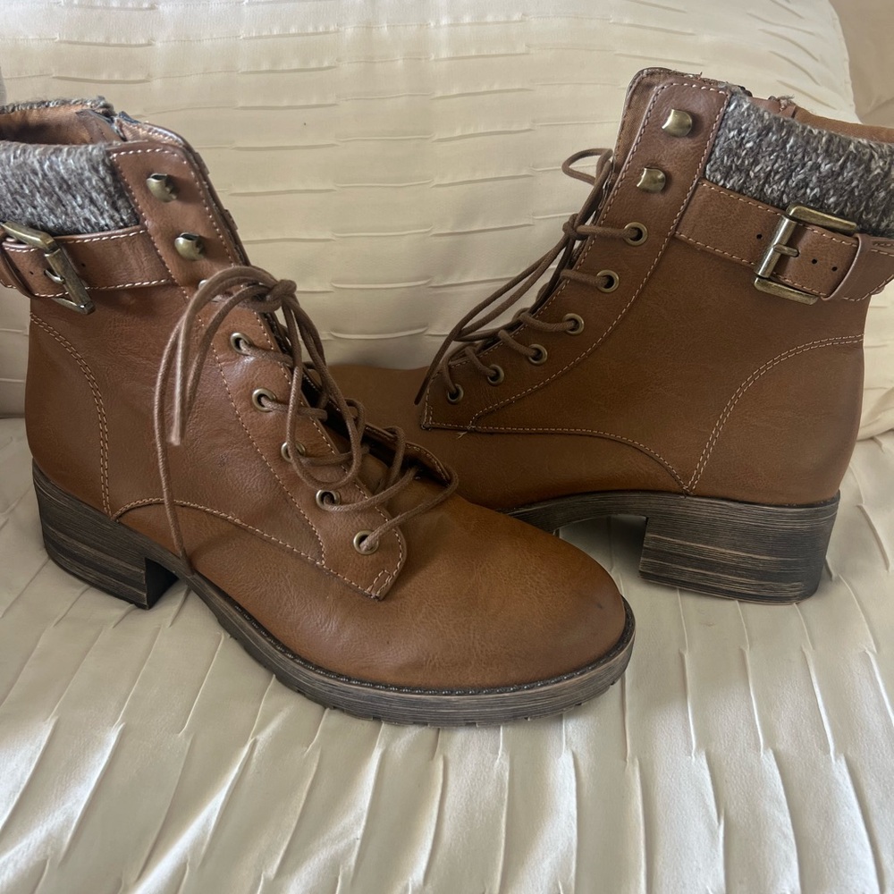 Brown Lace-Up Ankle Boots NWOT